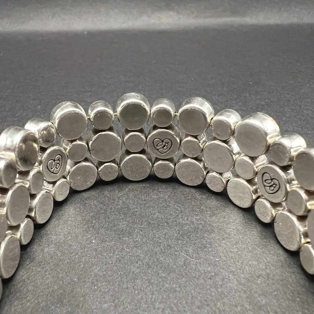 Brighton Joliet Stretch Bracelet Silver Plated Hammered Spiral Crystals - Picture 3 of 10
